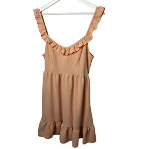 Altar’d State Ruffle Mini Sundress Women’s Large Boho Summer Orange Dress